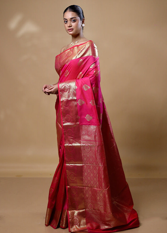 Pink Kanjivaram Silk Saree With Blouse Piece Wholesale Pice Cheap Online