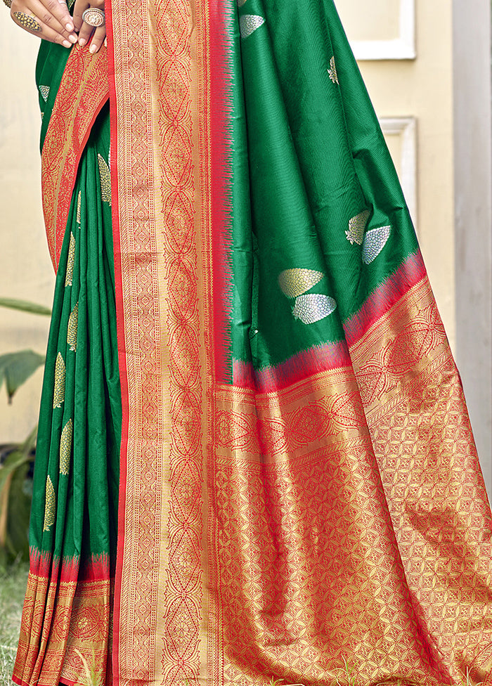 Green Dupion Silk Saree With Blouse Piece Get To Buy Cheap Pice