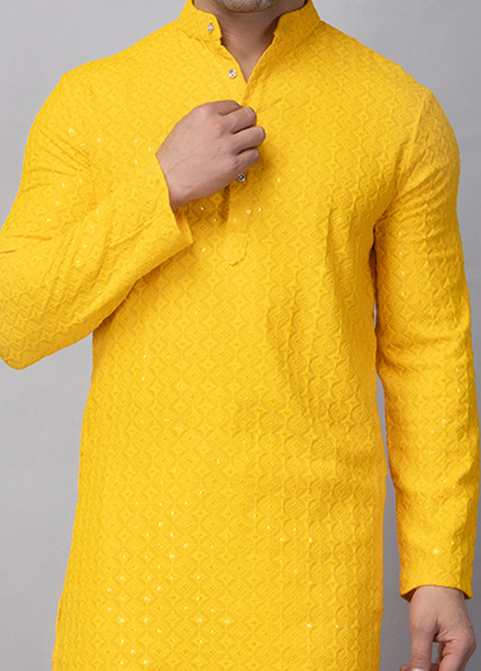 2 Pc Yellow Viscose Kurta Pajama Set Discount Low Shipping Fee