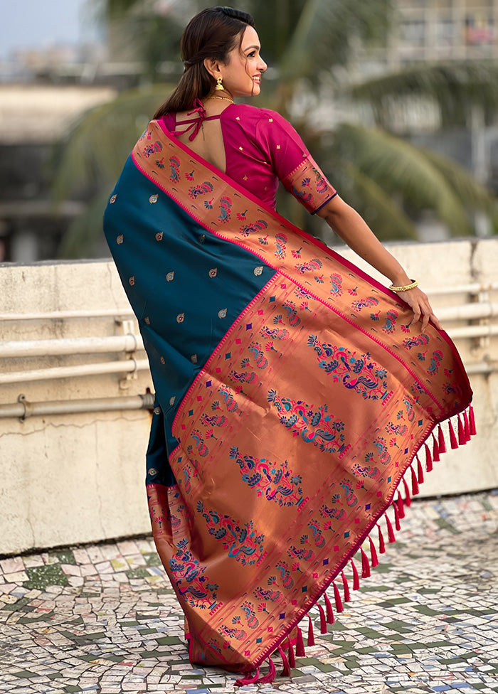 Blue Spun Silk Saree With Blouse Piece Manchester