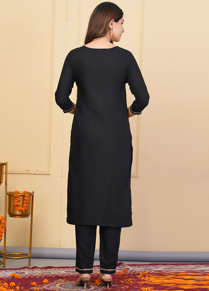 3 Pc Navy Blue Readymade Rayon Suit Set Sale New Styles