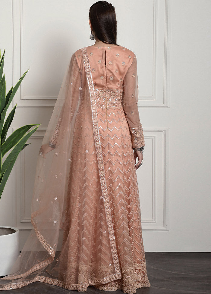 Peach Semi Stitched Net Indian Dress Clearance Online Amazon