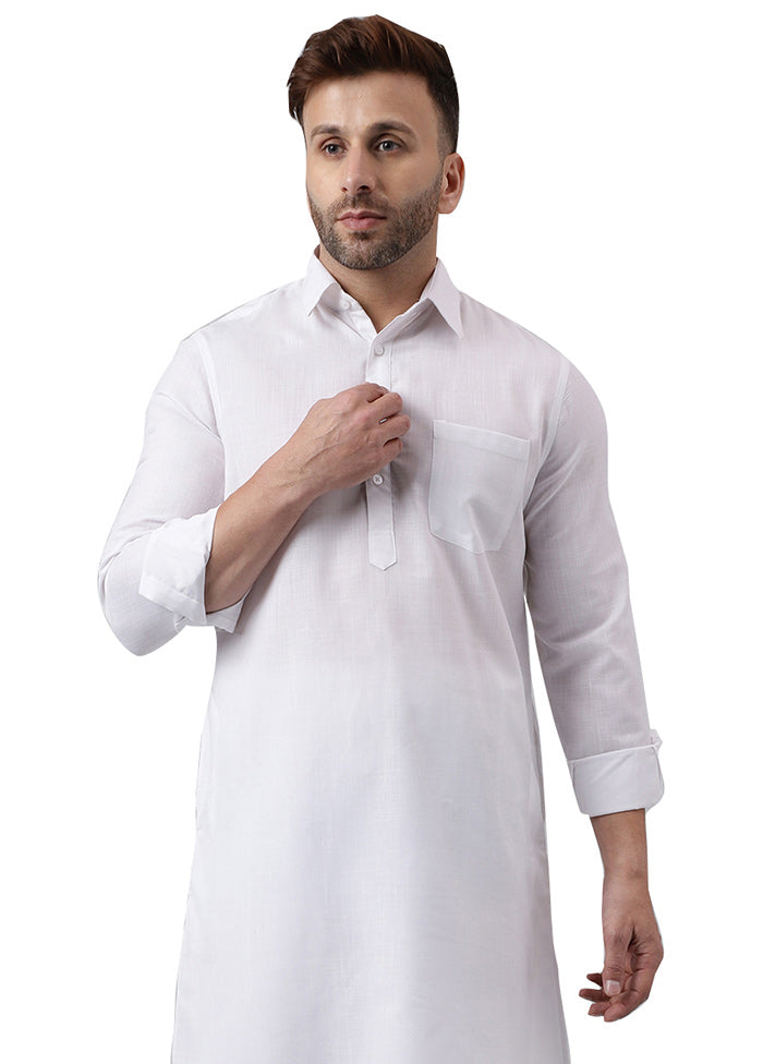 2 Pc White Viscose Kurta Pajama Set Clearance Fashionable