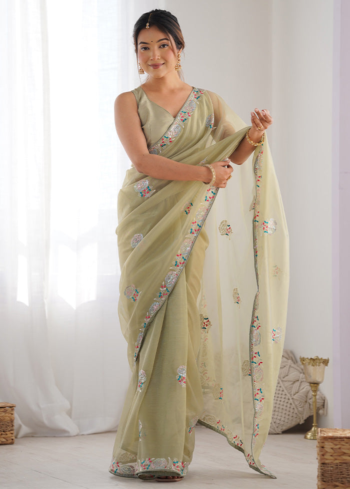 Pista Green Net Net Saree With Blouse Piece Many Kinds Of Cheap Online