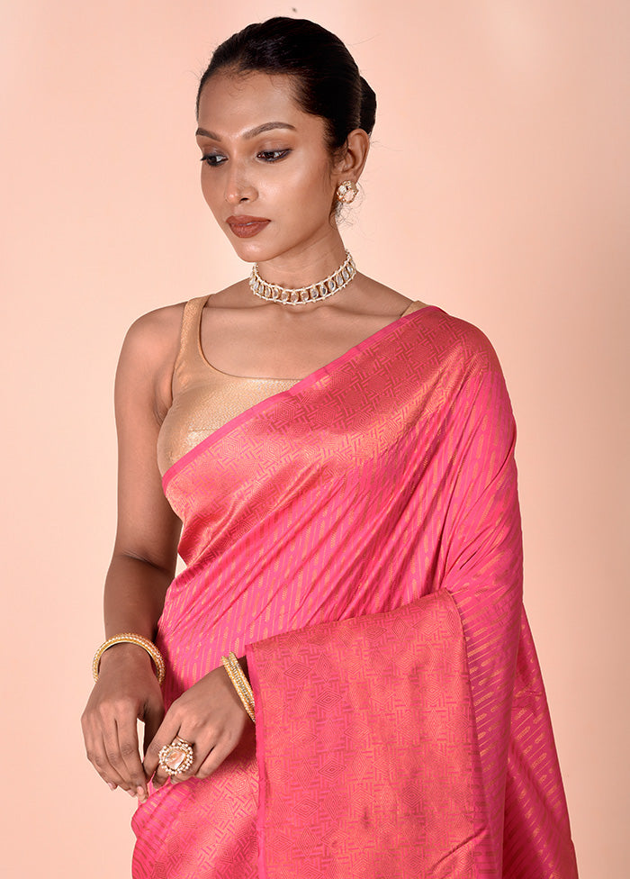 Pink Handloom Kanjivaram Pure Silk Saree With Blouse Piece Discount Wiki