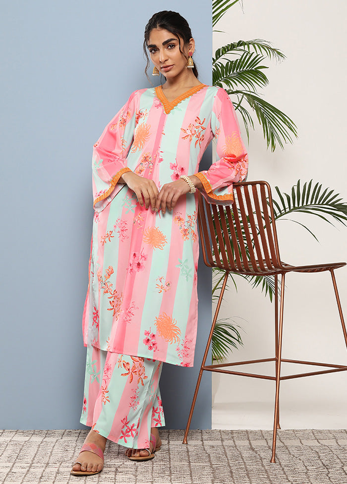 2 Pc Pink Readymade Silk Kurti Set Discount Official Site