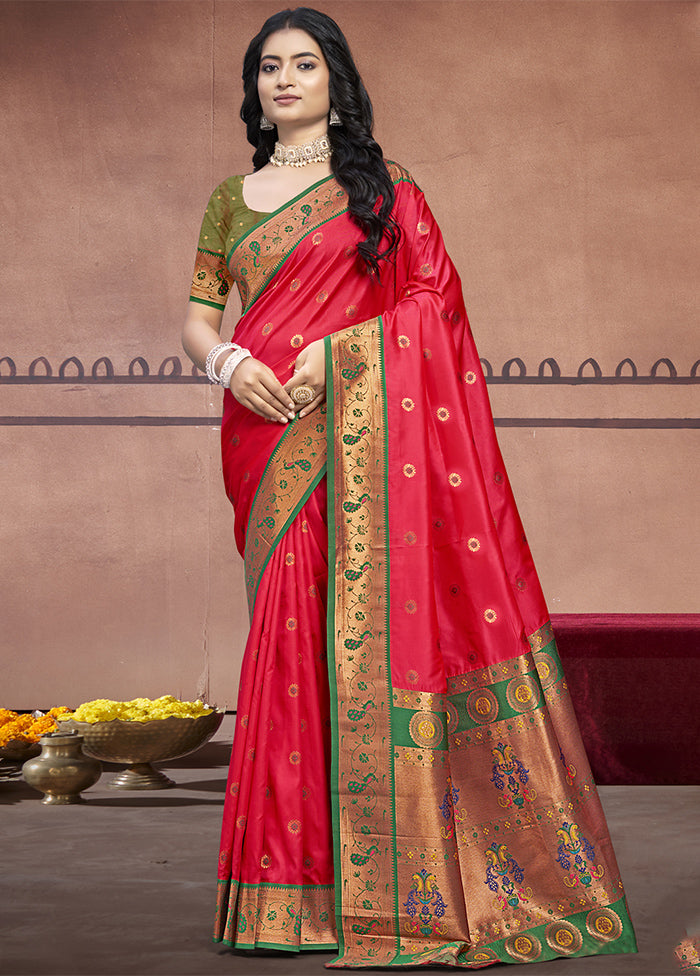 Dark Pink Dupion Silk Saree With Blouse Piece Free Shipping Fashionable