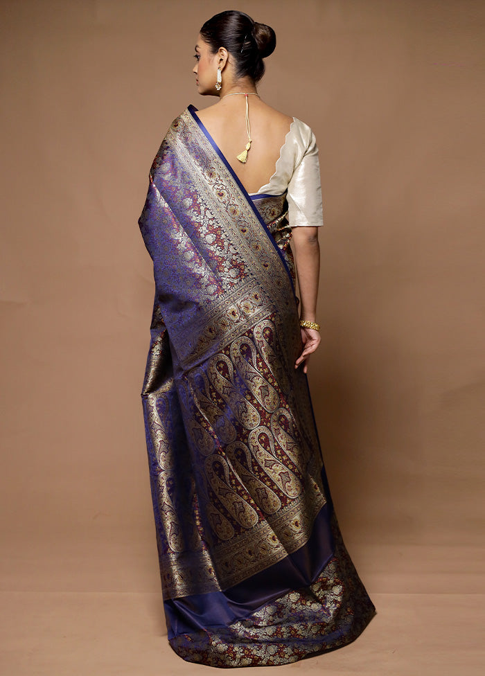 Blue Handloom Tanchoi Pure Silk Saree With Blouse Piece Discount Visit New