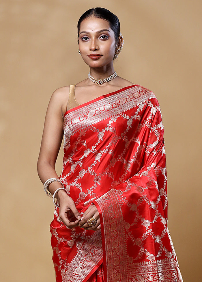 Red Handloom Banarasi Pure Silk Saree With Blouse Piece From China For Sale