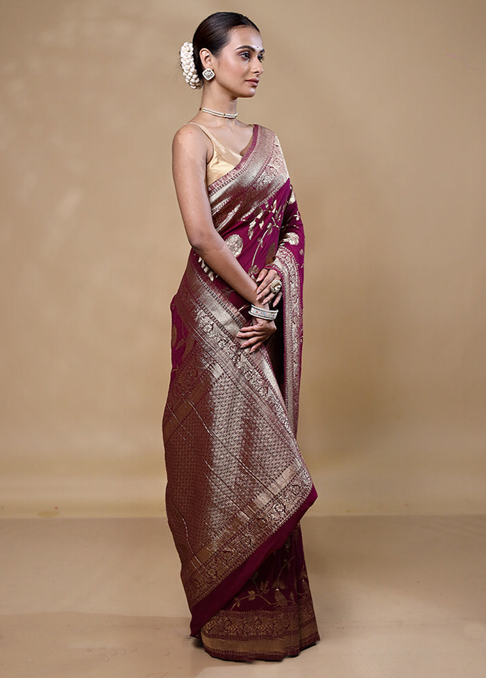 Maroon Georgette Saree With Blouse Piece Discount Pices