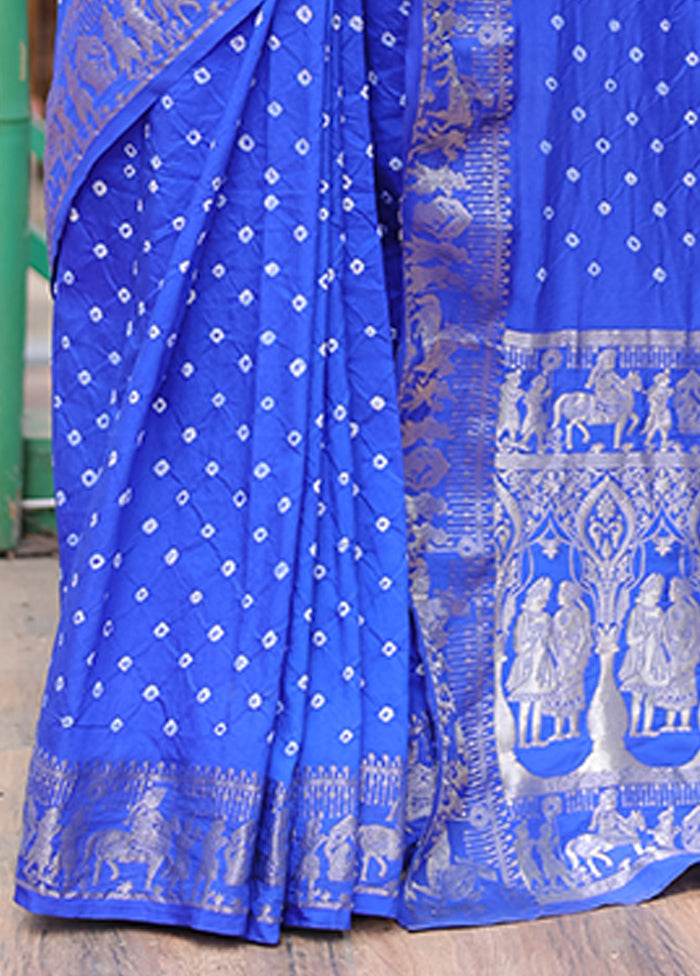 Blue Spun Silk Saree With Blouse Piece Free Shipping Limited Edition