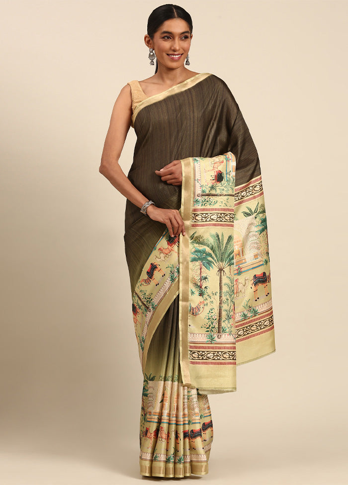 Green Cotton Saree With Blouse Piece Affordable Online