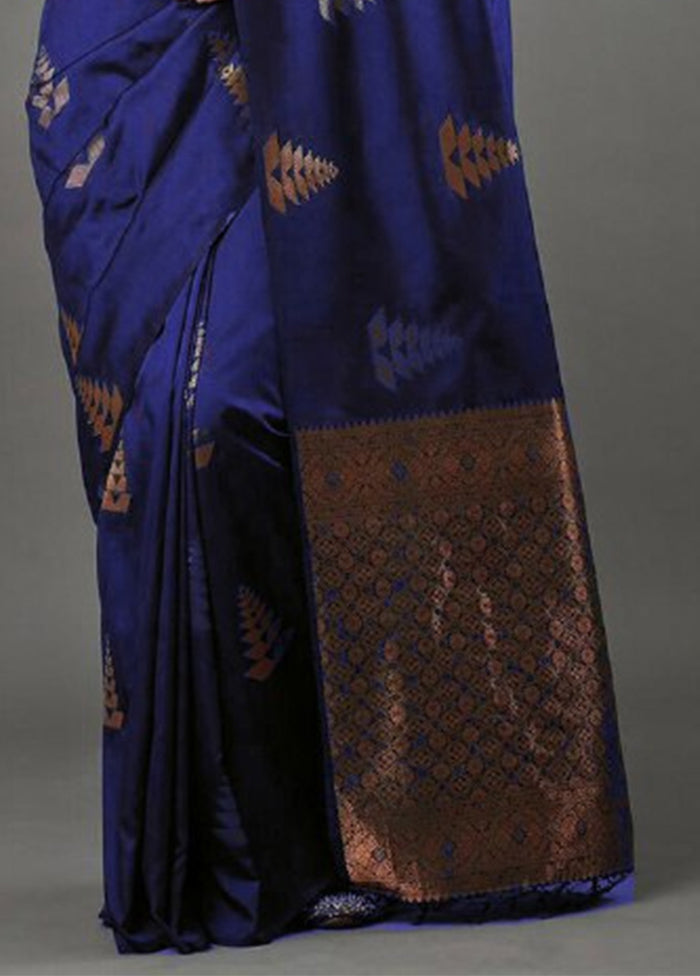 Royal Blue Banarasi Silk Saree With Blouse Piece Outlet Manchester Great Sale