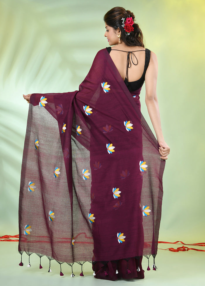 Purple Cotton Saree With Blouse Piece Outlet The Cheapest