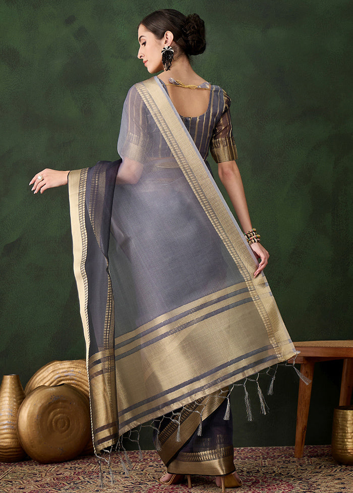 Grey Organza Saree With Blouse Piece Footlocker Cheap Online