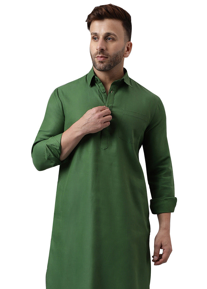 2 Pc Green Viscose Kurta Pajama Set Online For Sale