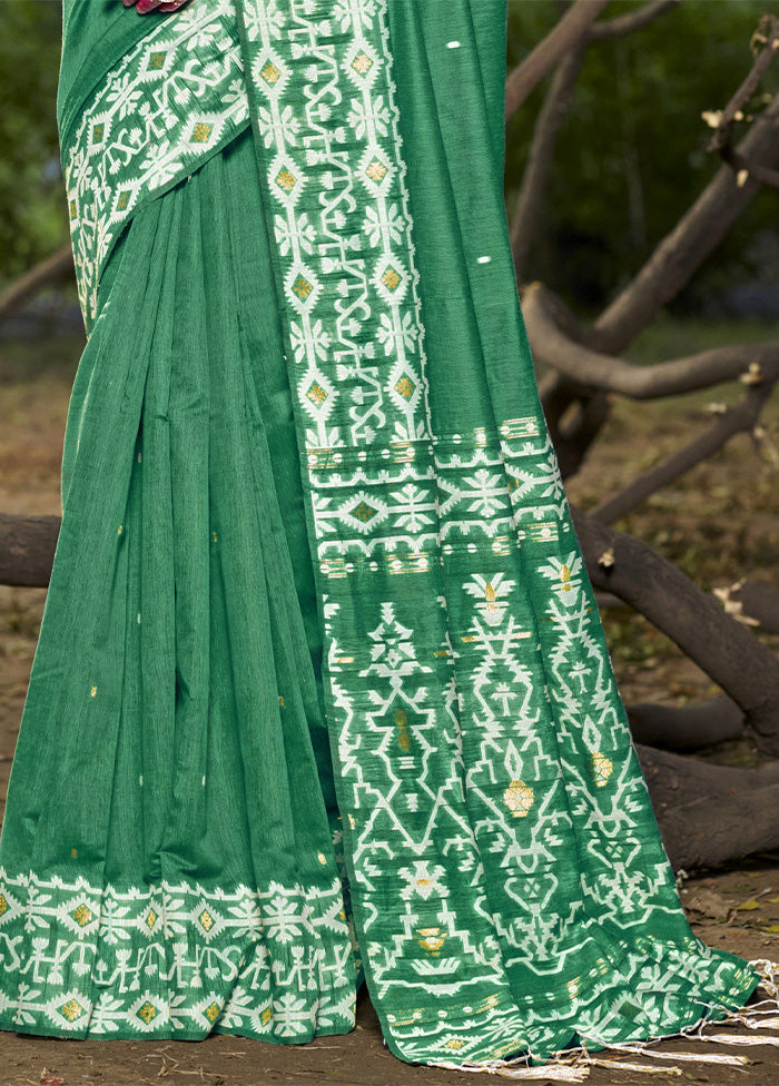 Green Cotton Saree With Blouse Piece Clearance 2025