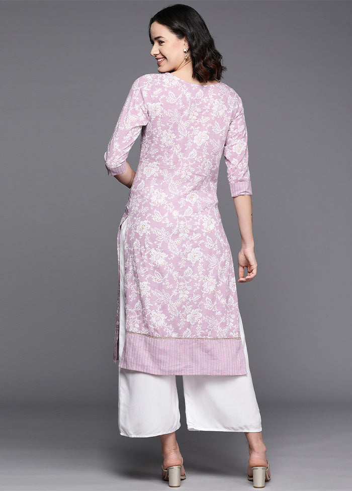 Lavender Pure Readymade Cotton Kurti Real Sale Online