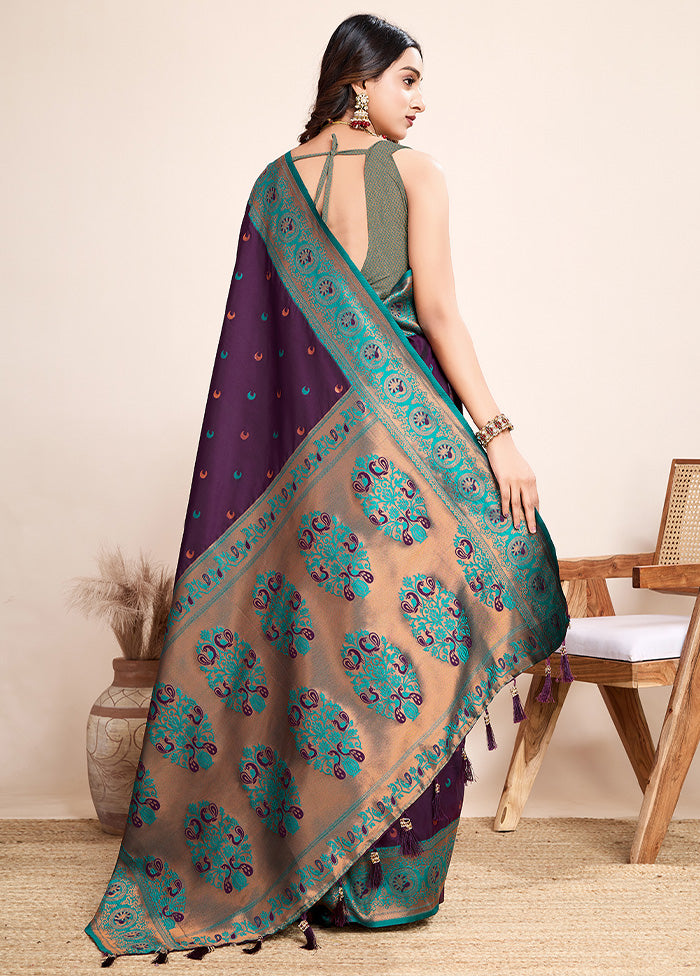 Purple Spun Silk Saree With Blouse Piece Free Shipping Clearance