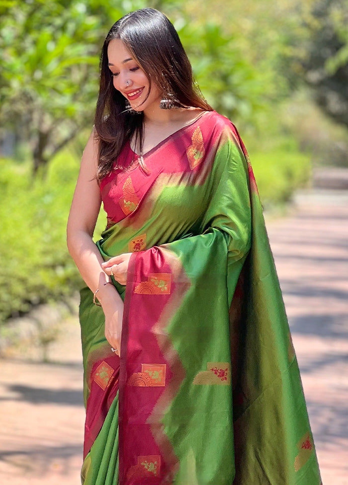 Green Banarasi Silk Saree With Blouse Piece Sale Fake