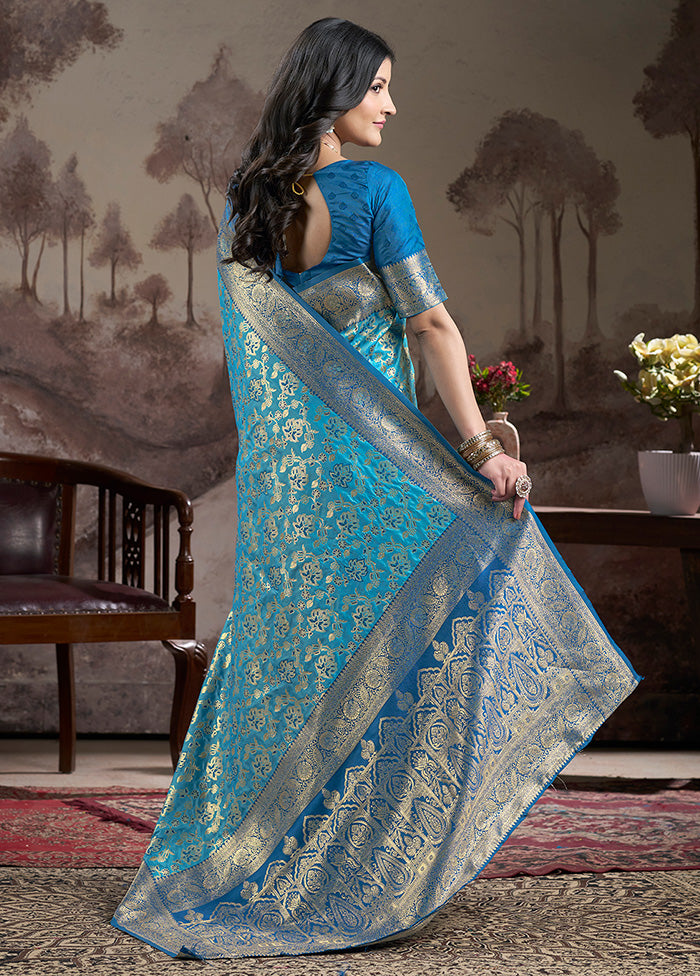 Blue Spun Silk Saree With Blouse Piece Clearance 2025