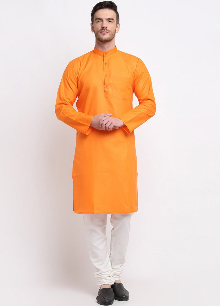 Orange Cotton Kurta And Pajama Set Clearance Store For Sale