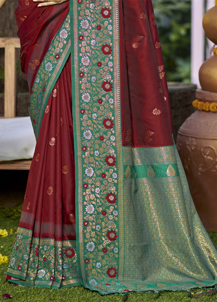 Maroon Dupion Silk Saree With Blouse Piece Discount Largest Supplier