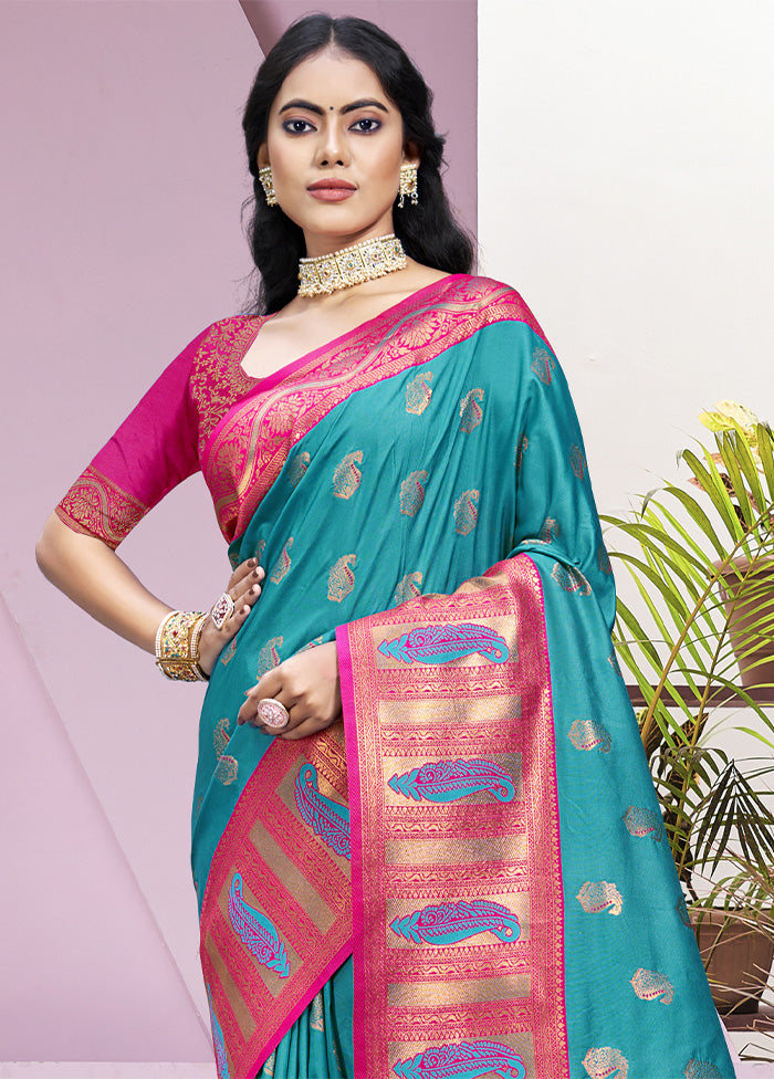 Sky Blue Dupion Silk Saree With Blouse Piece Buy Cheap Huge Surprise