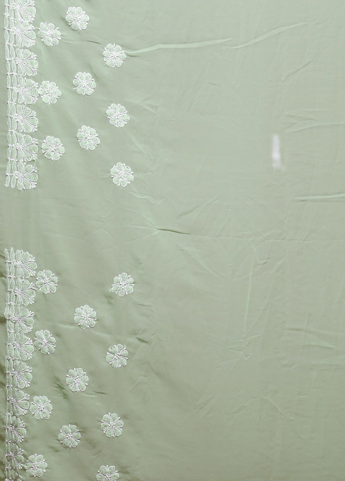 green Pure Cotton Saree With Blouse Piece Discount Great Deals