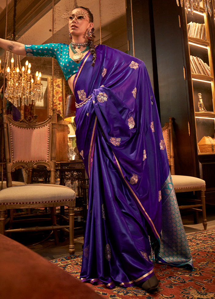 Purple Satin Silk Saree With Blouse Piece Buy Cheap Get Authentic