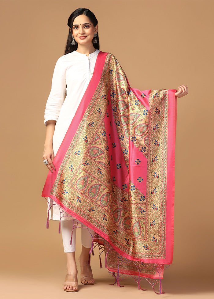 Pink Art Silk Dupatta With Paypal Online