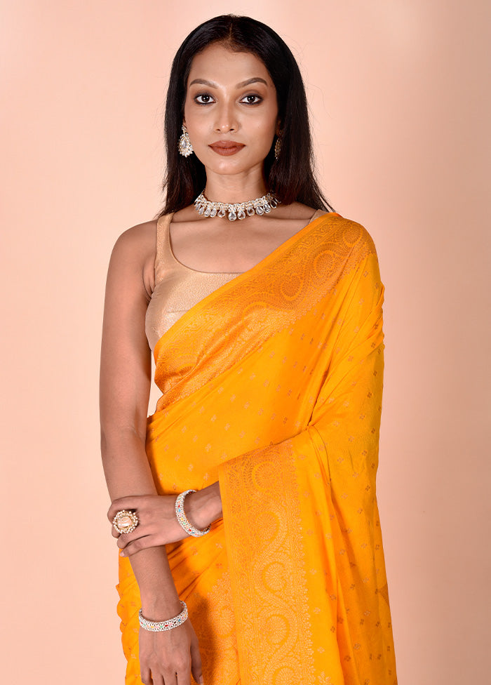 Yellow Georgette Saree With Blouse Piece From China Free Shipping Low Pice