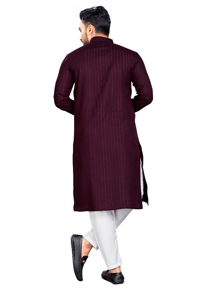 Wine Pure Cotton Kurta And Pajama Set Best Place To Buy Online