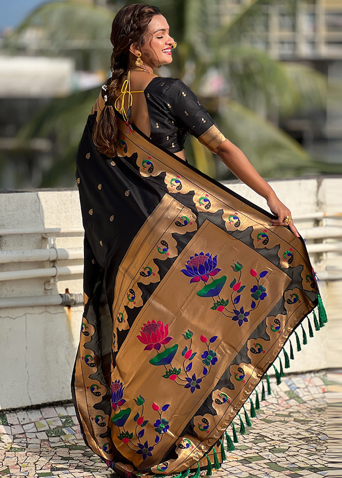 Black Spun Silk Saree With Blouse Piece Buy Cheap Big Discount