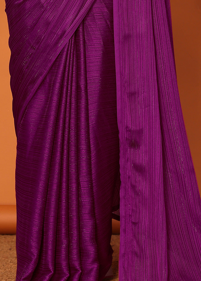 Magenta Spun Silk Saree With Blouse Piece Tumblr Cheap Online