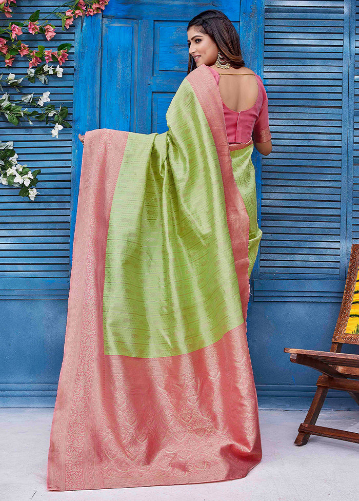 Green Dupion Silk Saree With Blouse Piece Buy Cheap Big Sale