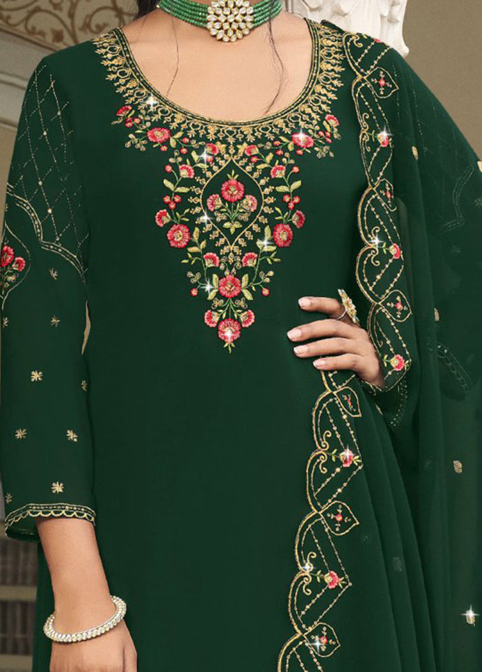 3 Pc Green Semi Stitched Georgette Suit Set Buy Cheap Many Kinds Of