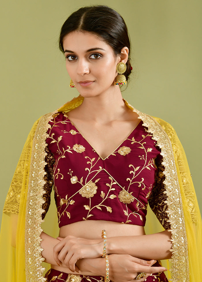 Wine Readymade Georgette Lehenga Choli Set Sale Cheapest