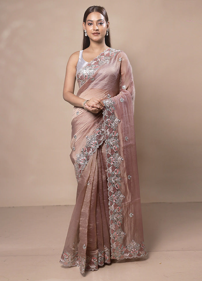 Peach Silk Saree With Blouse Piece Outlet Footaction