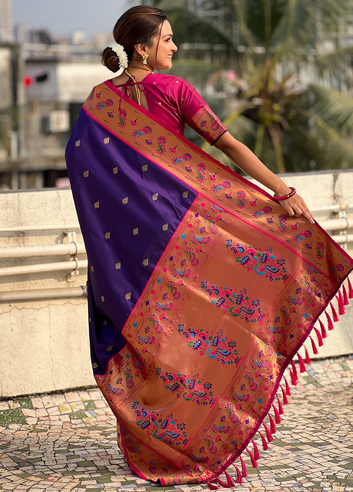 Lavender Spun Silk Saree With Blouse Piece Clearance With Mastercard