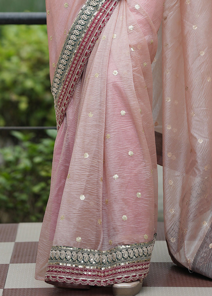 Pink Banarasi Silk Saree With Blouse Piece Manchester