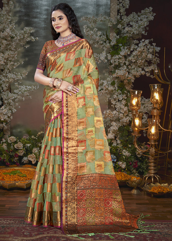 Beige Chanderi Silk Saree With Blouse Piece Sale Professional