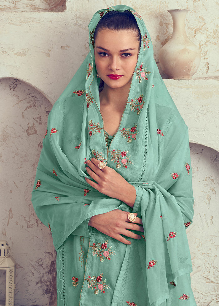 3 Pc Turquoise Unstitched Net Suit Set Sale Visa Payment