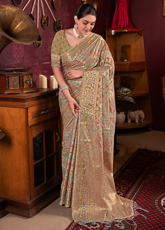 Grey Spun Silk Saree With Blouse Piece Eastbay Online