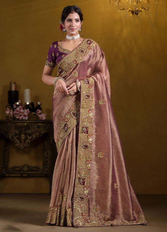 Wine Pure Georgette Saree With Blouse Piece Free Shipping Fast Delivery