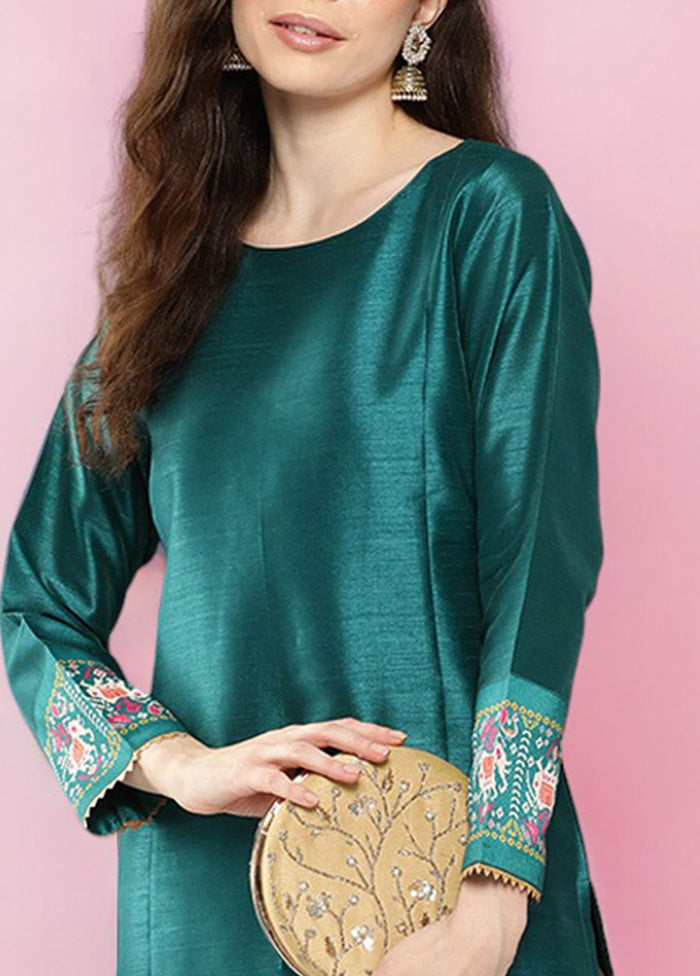 Green Readymade Silk Kurti Marketable Online