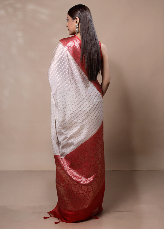 White Kora Silk Saree With Blouse Piece Footlocker Online