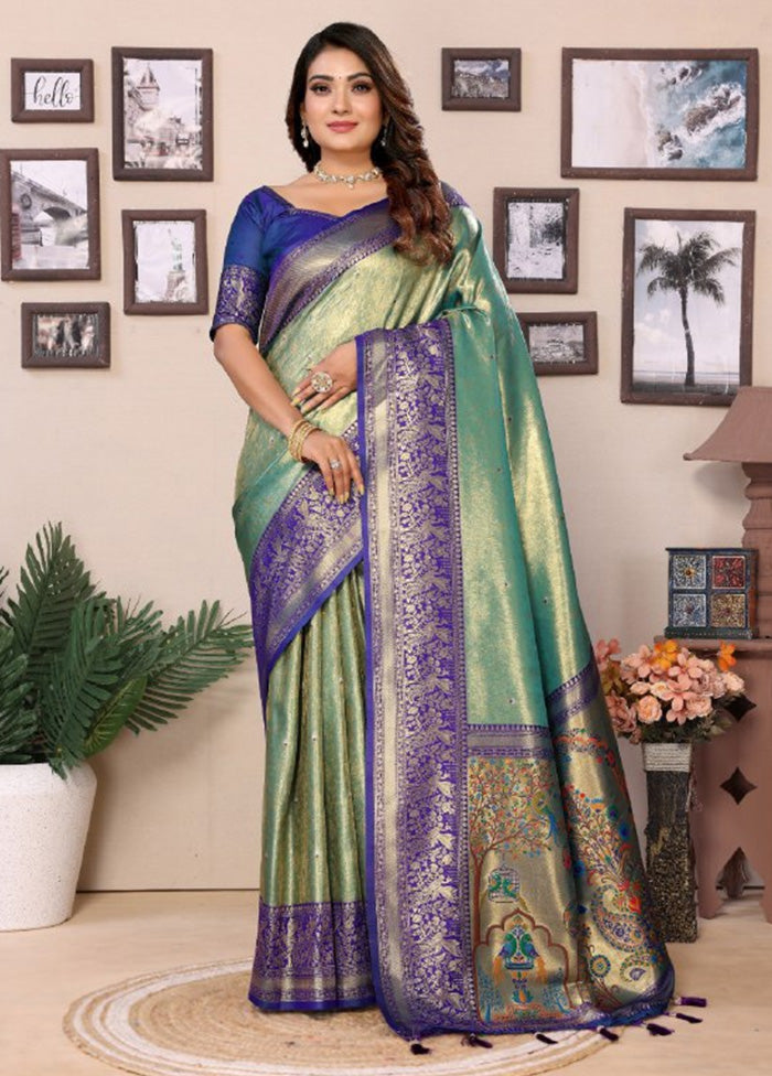 Sea Green Banarasi Silk Saree With Blouse Piece Quality From China Cheap