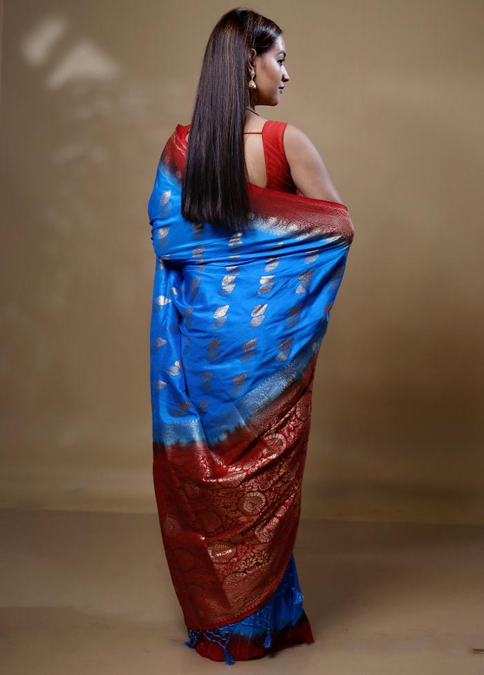 Blue Dupion Silk Saree With Blouse Piece Buy Cheap Huge Surprise