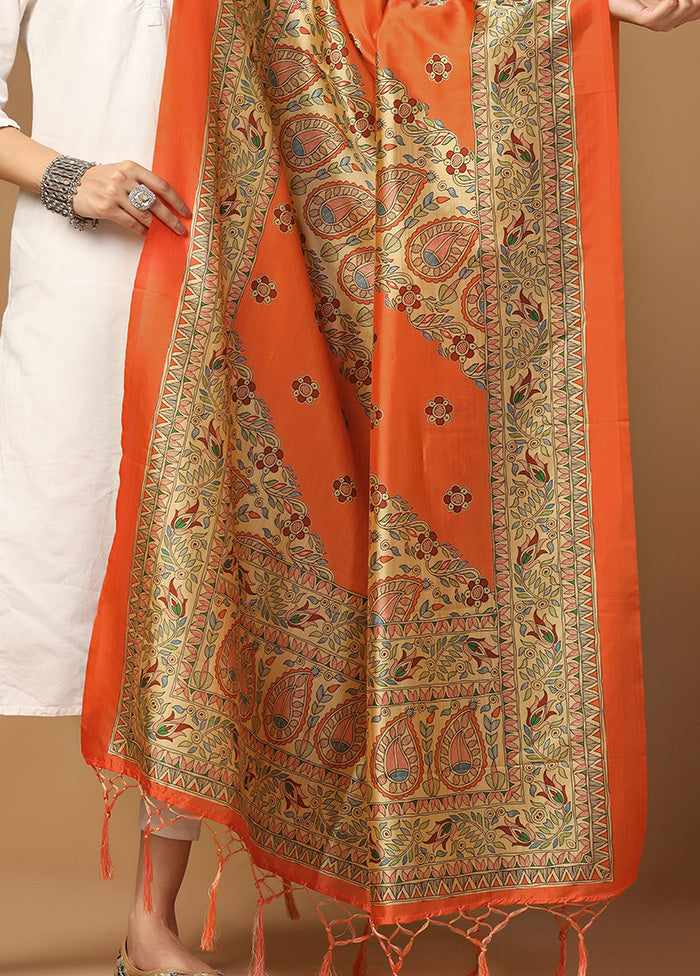 Orange Art Silk Dupatta Shop Offer For Sale